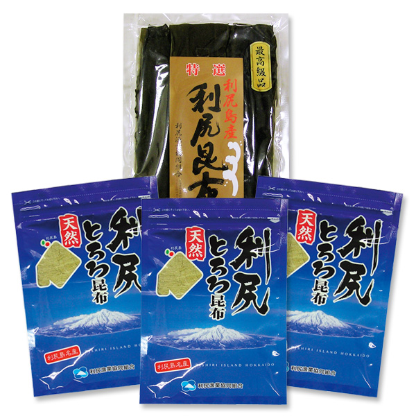 【北海道利尻島仙法志産】 天然 利尻昆布セット （利尻昆布 1袋 + 利尻とろろ昆布 3袋）